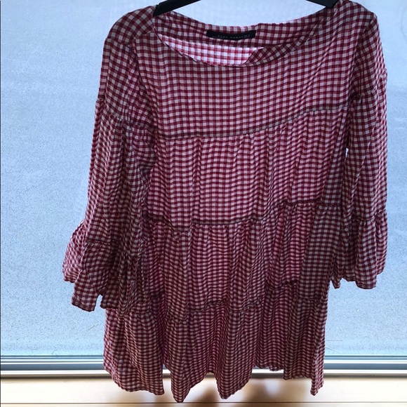 Zara | Dresses | Zara Red Gingham Dress | Poshmark